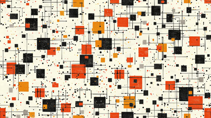 Fototapeta premium Colorful abstract pattern with squares and lines creating dynamic design