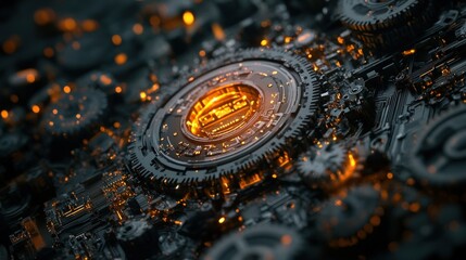 Complex, intricate gears and circuits