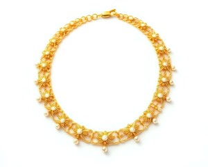 Fototapeta premium gold necklace isolated on white background