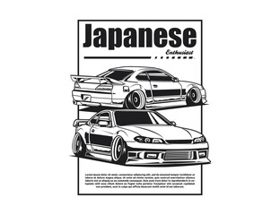 halftone Japanese 90s car design illustration graphic vector