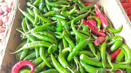 chili, vegetable, many, green, spicy, food, market, cayenne, raw