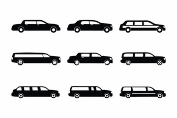 set of Limousine icon silhouette vector illustration