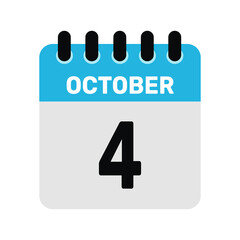 october 4 calendar icon Vector page month design