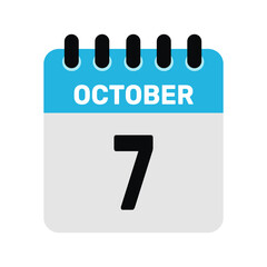 october 7 calendar icon Vector page month design