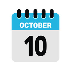 october 10 calendar icon Vector page month design