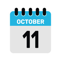 october 11 calendar icon Vector page month design