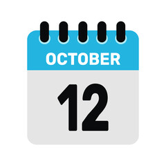 october 12 calendar icon Vector page month design