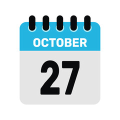 october 27 calendar icon Vector page month design
