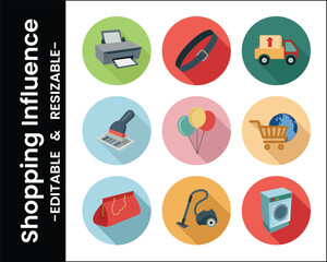 Shopping Icon Collection Flat Design Various Products And Services For Online Retail