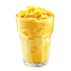 Refreshing Mango Smoothie in Glass, Yellow Tropical Drink