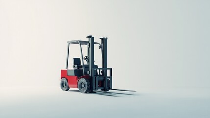 Red and gray forklift, isolated on white background