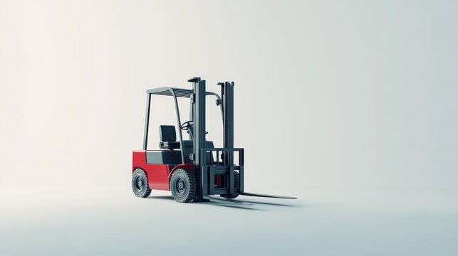 Red and gray forklift, isolated on white background