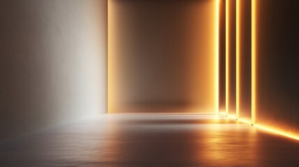 Empty modern interior with vibrant neon lighting