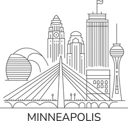 Minneapolis City Line Draw Simple Minimalist