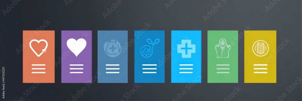 Aufkleber healthcare infographic with icons and left-aligned text zone showcasing essential health concepts an