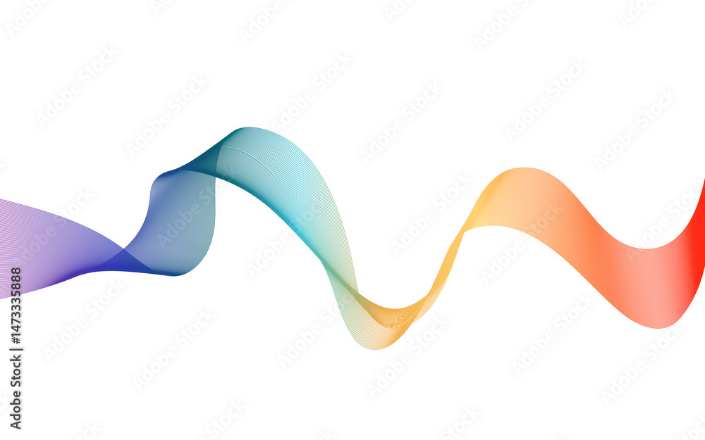 Poster abstract wave lines pattern dynamic colorful light flowing isolated on transparent background. conce