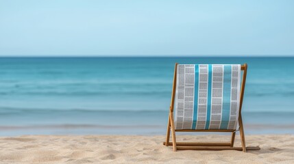 Beach Chair with Newspaper Overlooking the Ocean