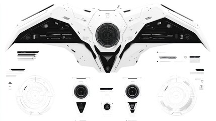 Futuristic spaceship interface components