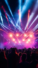 Vibrant concert stage with energetic crowd