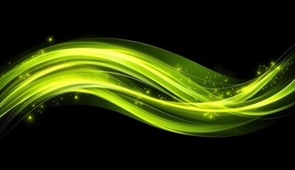 Obraz premium Abstract glowing green waves on black background (1)