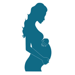 Graceful Pregnancy Silhouette – Minimalist Side Profile of Expecting Mother Holding Belly, Serene Maternity Art for Motherhood & New Beginnings