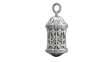 Elegant Silver Lantern Pendant Jewelry Design Detailed 3D Render Exquisite Ornate Filigree Work for Luxury Fashion Accessory