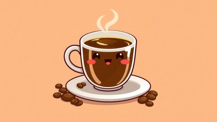 Obraz premium cup of coffee cute cartoon icon element Vector