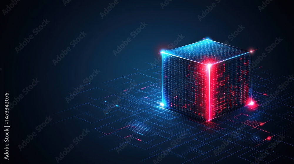 Poster digital cube on circuit board