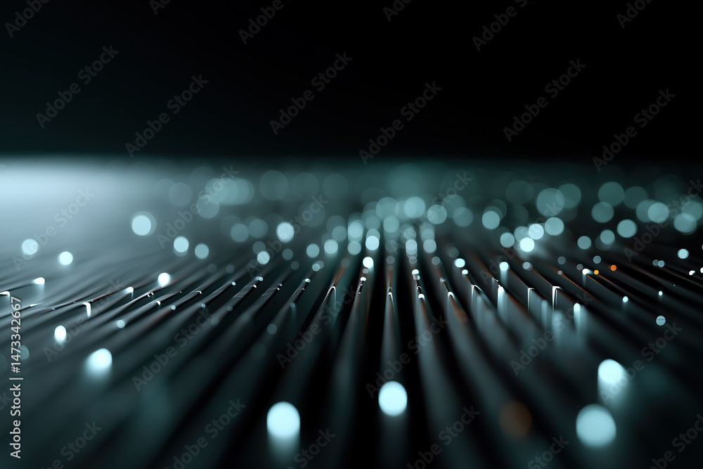 Aufkleber illuminated fiber strands create futuristic technological network pattern