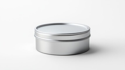 Empty round metal tin container