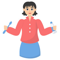 Dental Care Person Character. Vector Cartoon Illustration.
