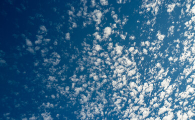 Cloudy skies. Cumulus clouds in sky. Cloud wallpaper. Sky background. Cloudy sky with sunlight. White clouds wallpaper. Blue sky and white clouds background. Idyllic fluffy clouds.