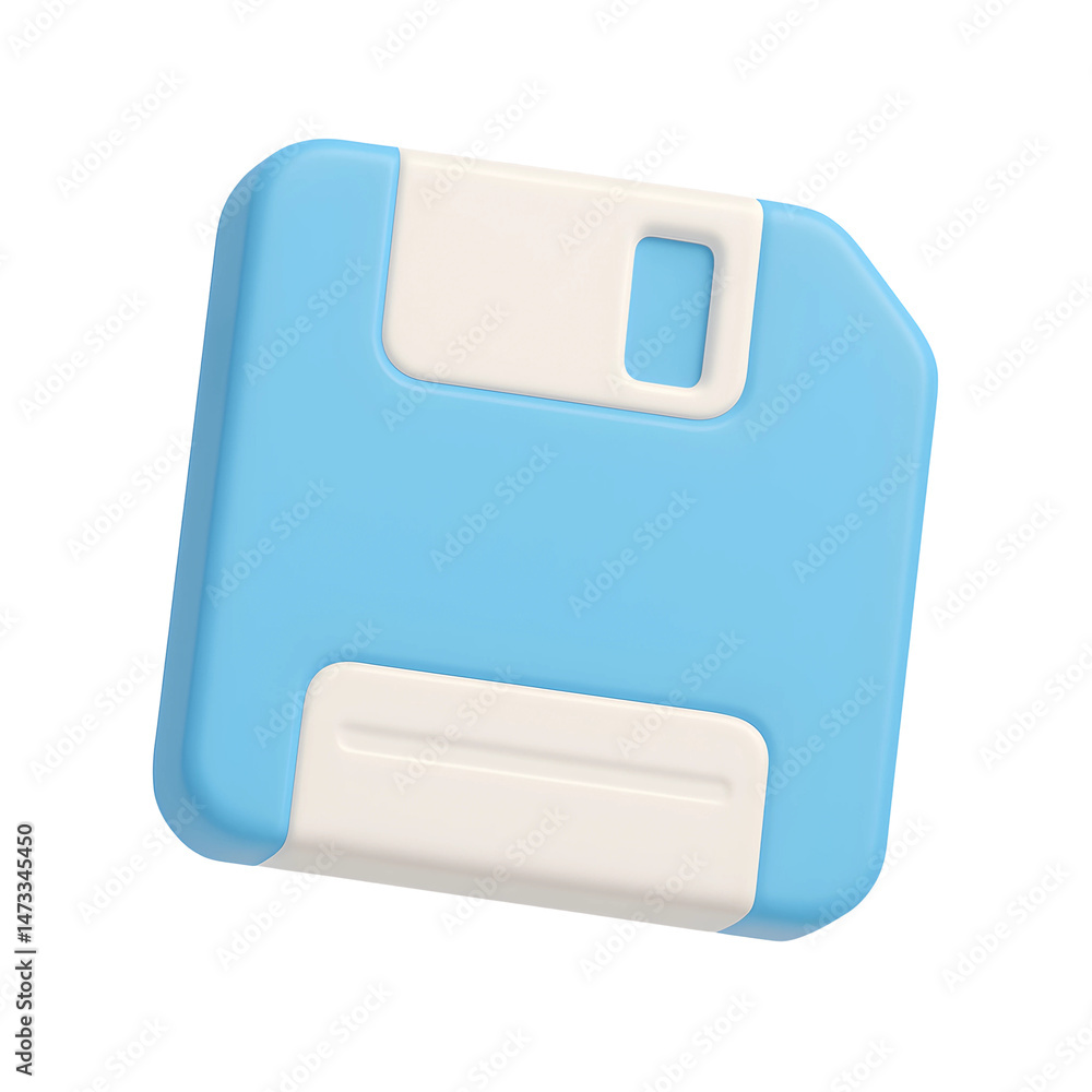 Poster modern 3d icon representing a floppy disk designed for business technology applications against a tr