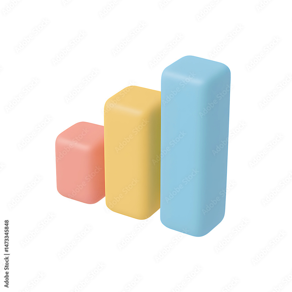 Poster visual representation of business growth with 3d bar icons on a transparent background showcasing va