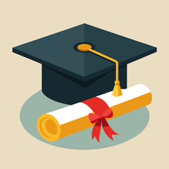 graduation cap with diploma