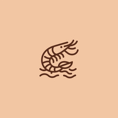 Shrimp logo in clean and minimalist line art style.
