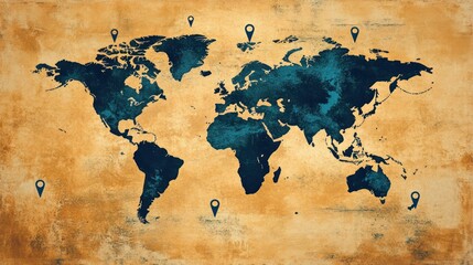 World map with locations