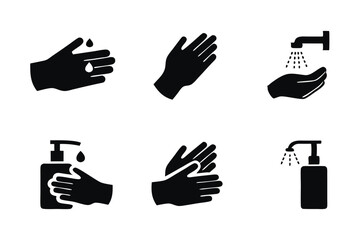 set of Hand Sanitizer icon silhouette vector illustration