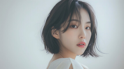 Natural Korean Beauty Portrait in Studio Light