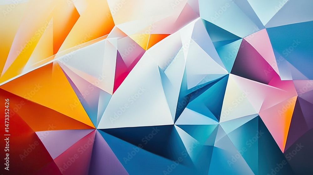 Poster a modern geometric art piece with sharp angles and soft gradients.