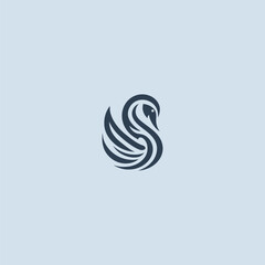 Swan logo in elegant and minimalist illustration style.