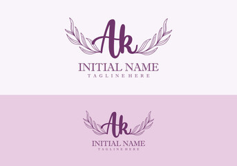 Minimalist concept wedding monogram set with initials letter Ak