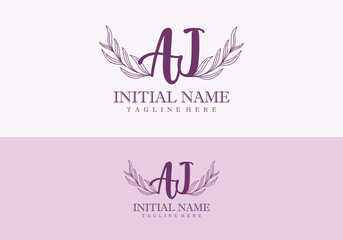 Minimalist concept wedding monogram set with initials letter Aj