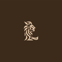 Letter L and lion logo in bold and creative composition.