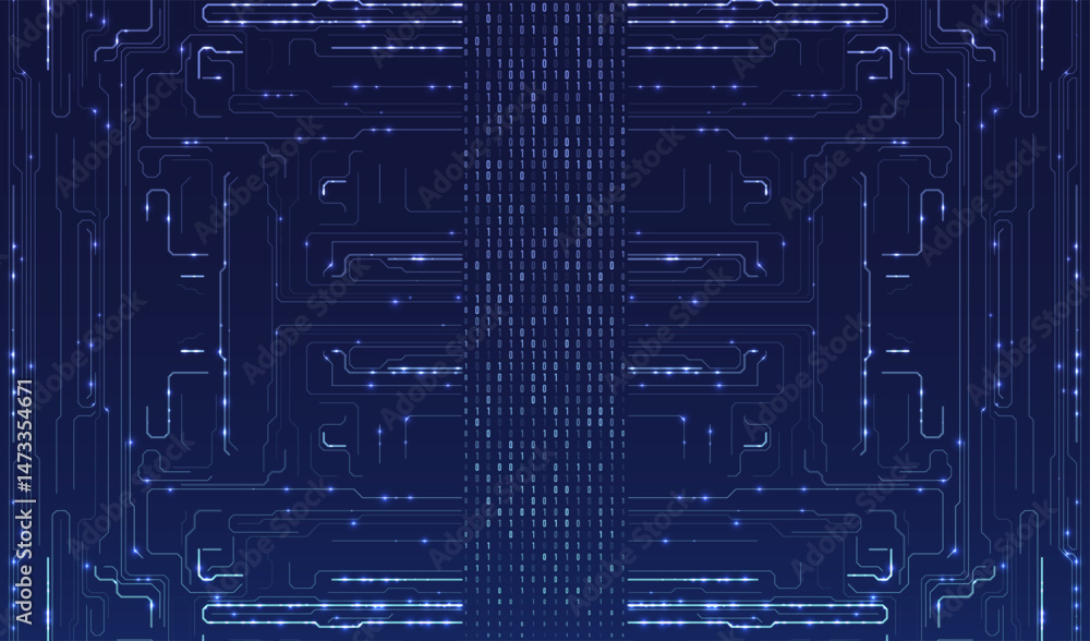 Poster abstract futuristic circuit board background. big data code representation. hi-tech illustration of 