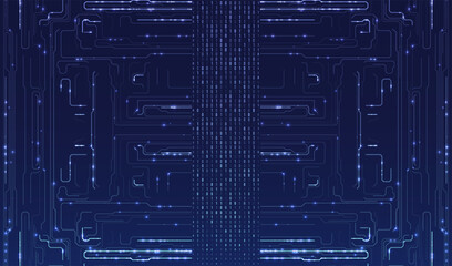 Abstract futuristic circuit board background. Big data code representation. Hi-tech Illustration of digital technology. Graphic concept for your design