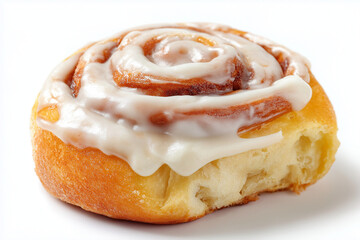 Cinnamon bun with white icing.