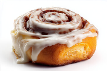 Cinnamon bun with white icing.