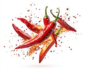 Chili Peppers in Motion: A Vibrant Spice Explosion