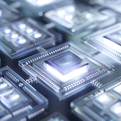 Abstract Geometric Pattern on a Futuristic Circuit Board